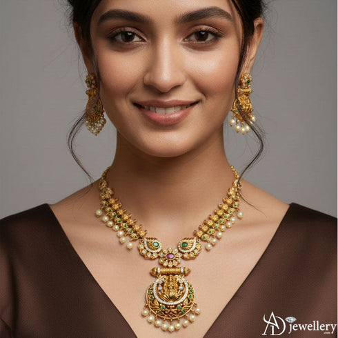 Majestic Lakshmi Temple Necklace Set