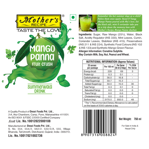 Mothers Recipe Pune Mother S Recipe Mango Panna
