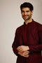 Manyavar Wine Red Kurta Set