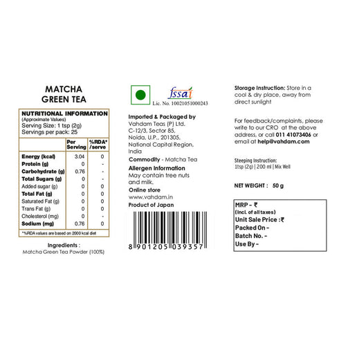 Vahdam Tea Pure Japanese Matcha Green Tea