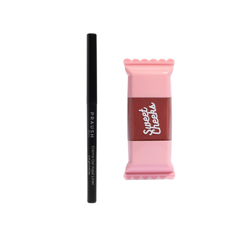 Praush 1 Sweet Cheeks Liquid Blush + 1 Creme Gel Kajal Liner Bundle