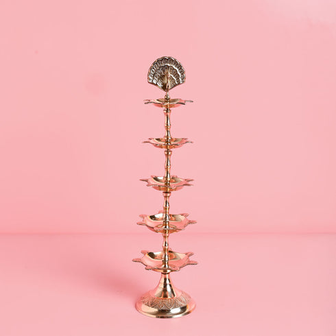 Samskara Home Mekhala 5 Layer Peacock Oil Lamp