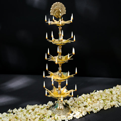 Samskara Home Mekhala 5 Layer Peacock Oil Lamp