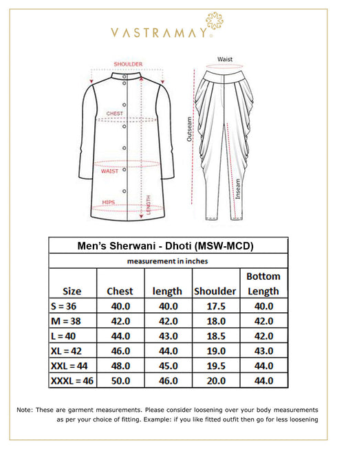 VASTRAMAY Men's Multicolor Cotton Blend Sherwani Set
