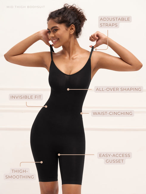 UNDERNEAT Mid Thigh Bodysuit - Black