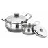 Vinod Stainless Steel Milano Hammered Serving Casserole with Steel Lids and Side Handles Set of 2 1230 ml 1630 ml High Grade Steel Rust Free