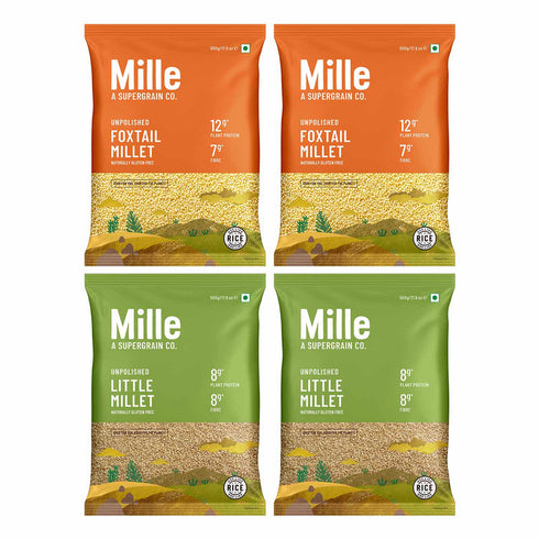 Slurrp Farm Weight Loss Combo - 2 Little Millet Grains + 2 Foxtail Millet Grains