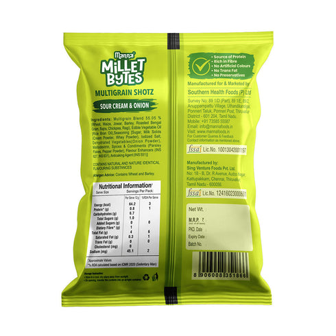 Manna Foods Millet Bytes Sour Cream & Onion Pack of 5