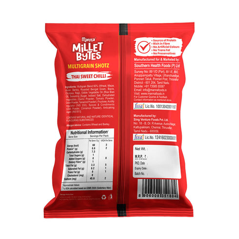Manna Foods Millet Bytes Thai Sweet Chilli Pack of 5