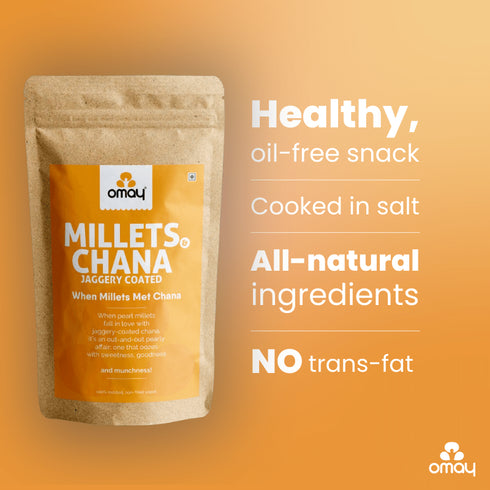 Omay Foods Millets & Chana (Jaggery Coated) - 200 gms Pouch (2 units)