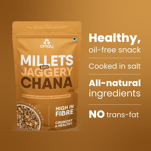 Omay Foods Millets & Chana (Jaggery coated), 30g (6pcs)
