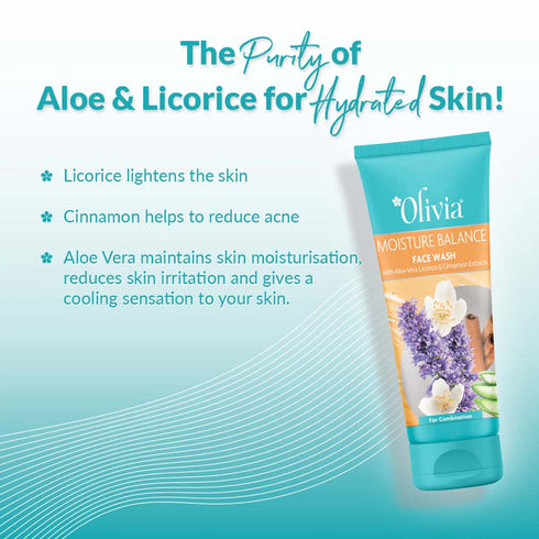 Moisture Balance Face Wash with Aloe Vera Licorice and Cinnamon Extracts