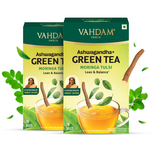 Vahdam Ashwagandha+ Moringa Tulsi Green Tea 18 TB