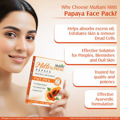 Multani Mitti Supreme Papaya Face Pack Deep Exfoliation Tan Removal for Fresh Radiant Skin