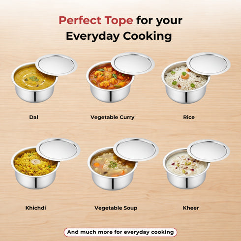 Vinod Doniv Titanium Triply Stainless Steel Tope with Cover 18 cms 3000 ml Capacity Induction Friendly