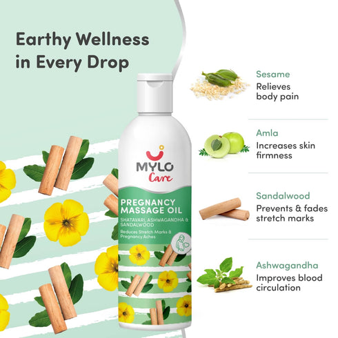 Mylo Care Pregnancy Care Combo | Stretch Marks Cream 100g + Ayurvedic Massage Oil 200ml
