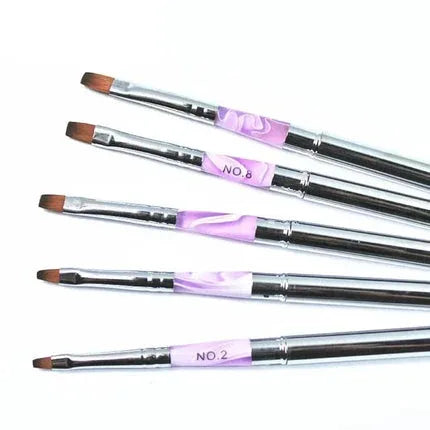 Shills Professional Nail Art Brush Set Silver 6Pcs-NB-21