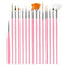 Shills Professional Nail Art Brush Set Pink 15Pcs