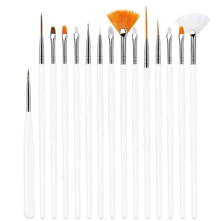 Shills Professional Nail Art Brush Set White 15Pcs