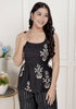 Miravan Womens Floral Printed Black pure cotton Kurti with Palazzo