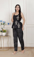 Miravan Womens Floral Printed Black pure cotton Kurti with Palazzo