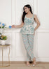 Miravan Green Round Neck Pure Cotton Printed Kurti Set for Women