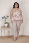 Miravan Womens Plus Size Pink Pure Cotton Leaf Printed Kurti with Palazzo