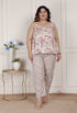 Miravan Womens Plus Size Pink Pure Cotton Leaf Printed Kurti with Palazzo