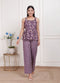 Miravan Womens Purple Round Neck Cotton Pleated Kurti and Palazzo Set