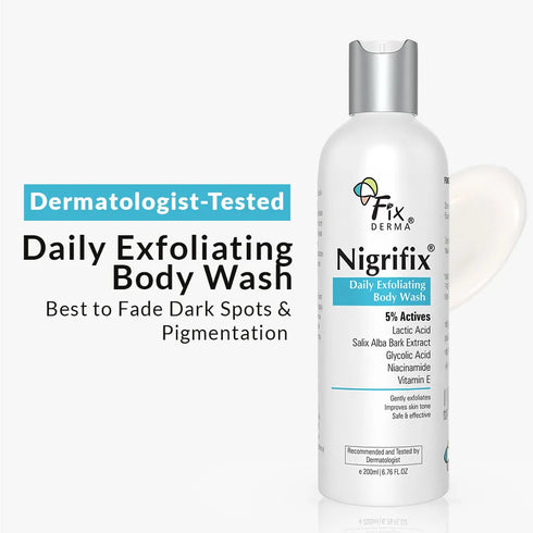 FixDerma Nigrifix Daily Exfoliating Body Wash | 5% Actives for smoother, brighter skin