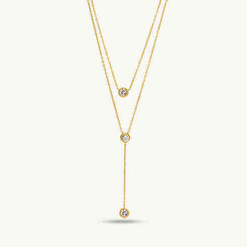 Palmonas Two Layered Solitaire Drop Necklace