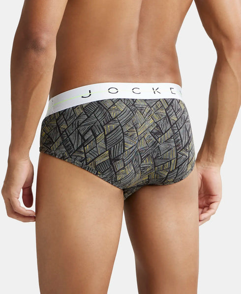 Jockey Cotton Elastane Stretch Printed Brief | Black