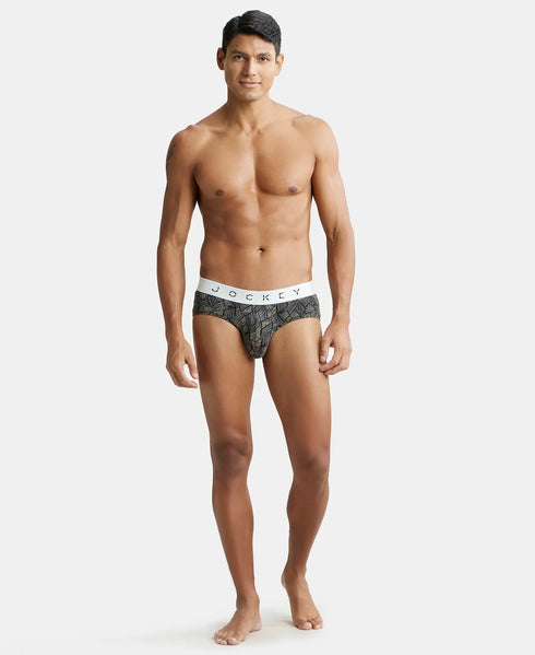 Jockey Cotton Elastane Stretch Printed Brief | Black