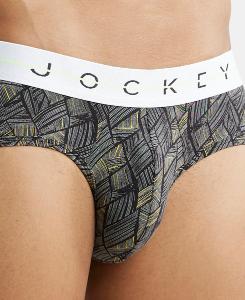 Jockey Cotton Elastane Stretch Printed Brief | Black