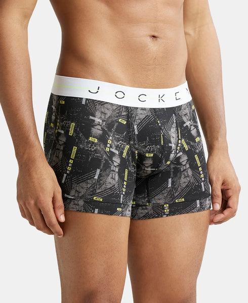 Jockey Ultrasoft Waistband Cotton Printed Trunk | Black