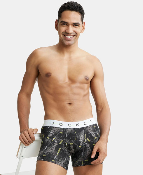 Jockey Ultrasoft Waistband Cotton Printed Trunk | Black