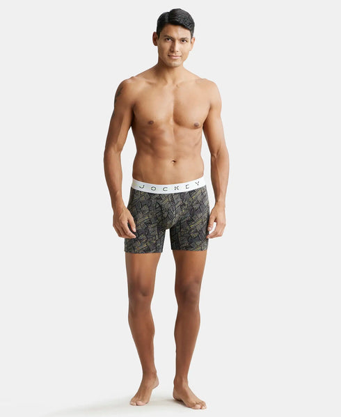 Jockey Cotton Elastane Stretch Printed Boxer Brief | Black