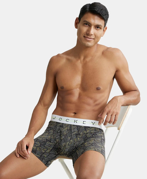 Jockey Cotton Elastane Stretch Printed Boxer Brief | Black