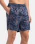 Jockey Super Combed Cotton Satin Weave Printed Boxer Shorts with Side Pocket | Navy