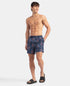 Jockey Super Combed Cotton Satin Weave Printed Boxer Shorts with Side Pocket | Navy