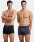 Jockey Cotton Elastane Trunk | Black & Graphite