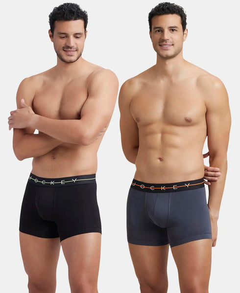 Jockey Cotton Elastane Trunk | Black & Graphite