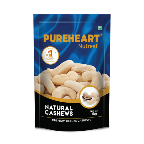 PUREHEART Nutreat Natural Cashews Premium Whole Crunchy & Delicious Cashewnuts/Kaju/Dry Fruit
