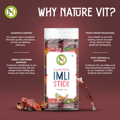 NatureVit Imli Candy Sticks Khatti Meethi Tamarind Stick Candy