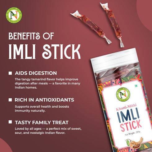 NatureVit Imli Candy Sticks Khatti Meethi Tamarind Stick Candy