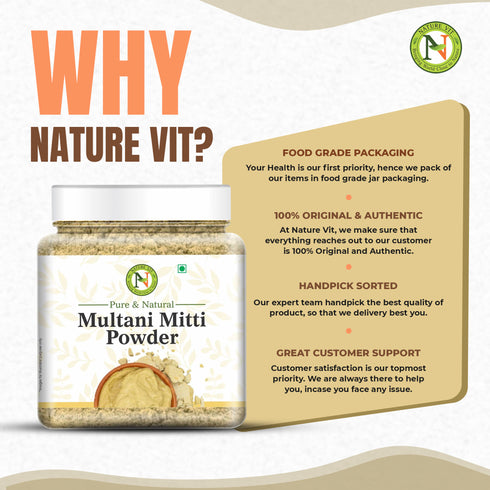 NatureVit Multani Mitti Powder For Face| Skin And Hair