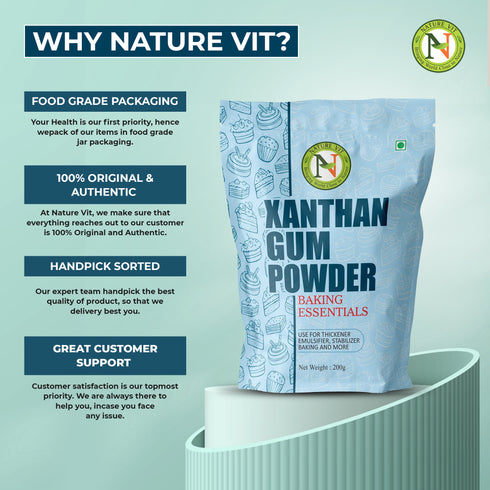 NatureVit Xanthan Gum Powder | Food-Grade Stabilizer & Thickener