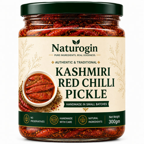 Naturogin Kashmiri Red Chilli Pickle | Lal Mirch ka Achar | 300gm