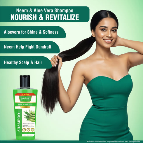 Multani Pharmaceuticals Limited Multani Naturals Shampoo & Conditioner Combo Neem & Aloe Vera Shampoo 270ml Amla & Bhringraj Hair Conditioner 270ml Anti Dandruff Strengthens Roots Promotes Growth For All Hair Types