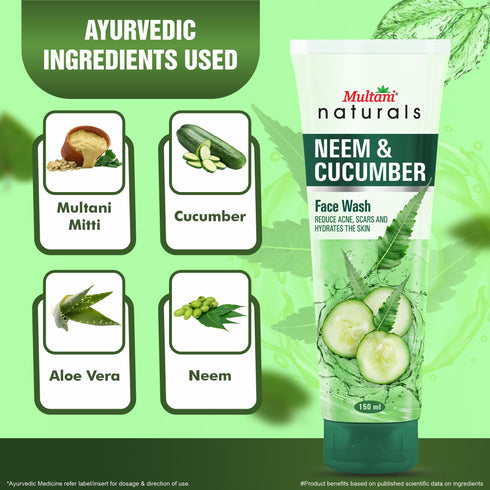 Multani Pharmaceuticals Limited Multani Naturals Neem & Cucumber Face Wash Combo Useful for Ruduce Acne Scars and Hydrates the Skin